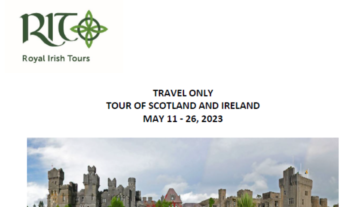 Tour of Scotland & Ireland: May 11 to 26, 2023